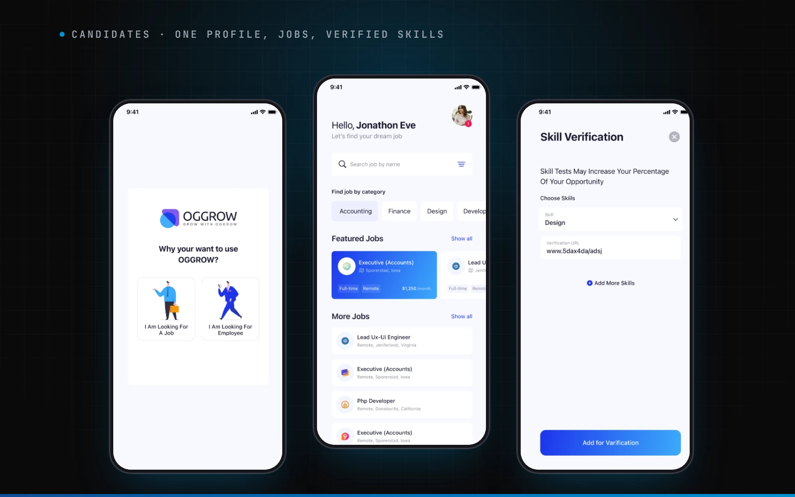 Oggrow for candidates: choosing a role, finding jobs and getting skills verified